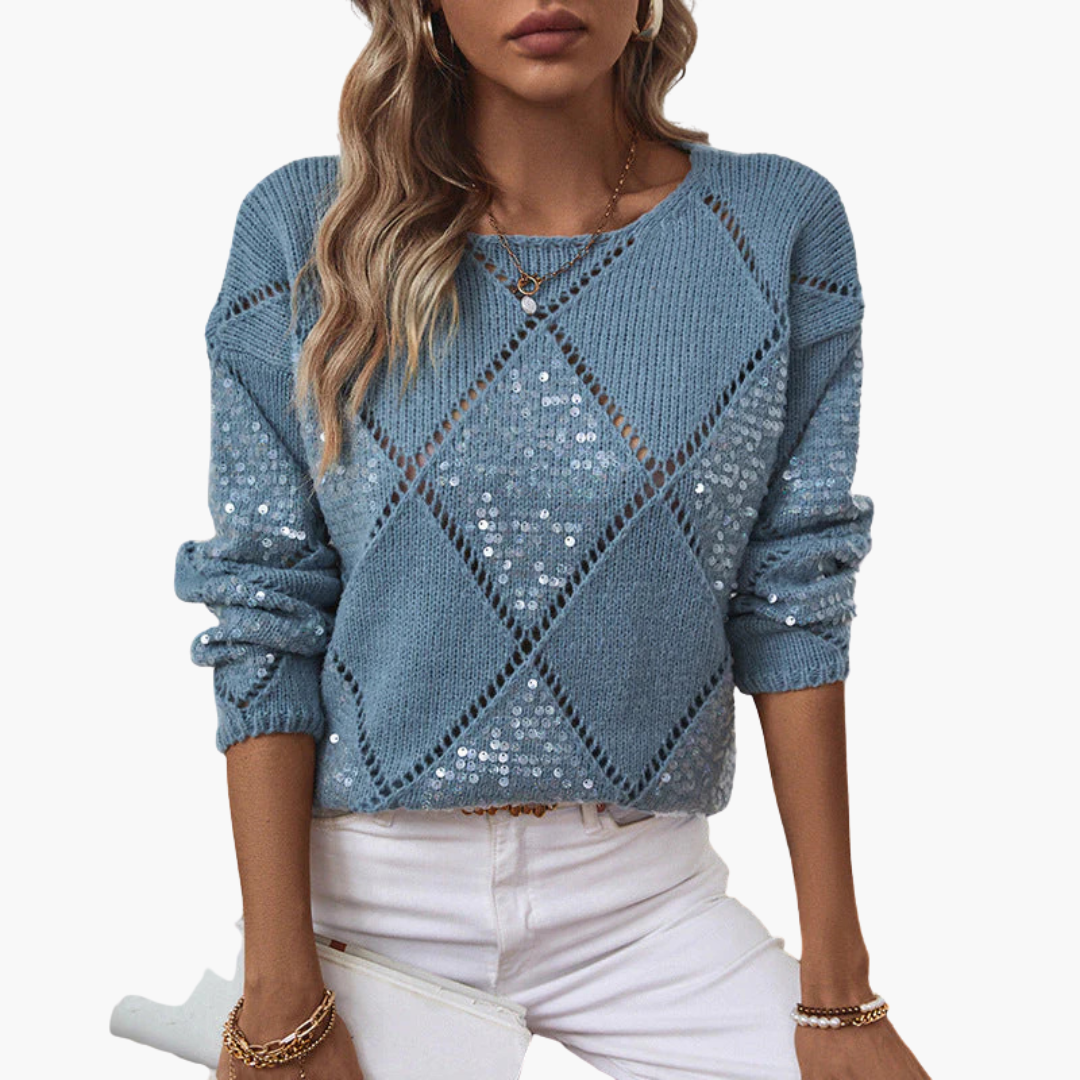 Pull pour femme avec motif tricoté et détails en strass