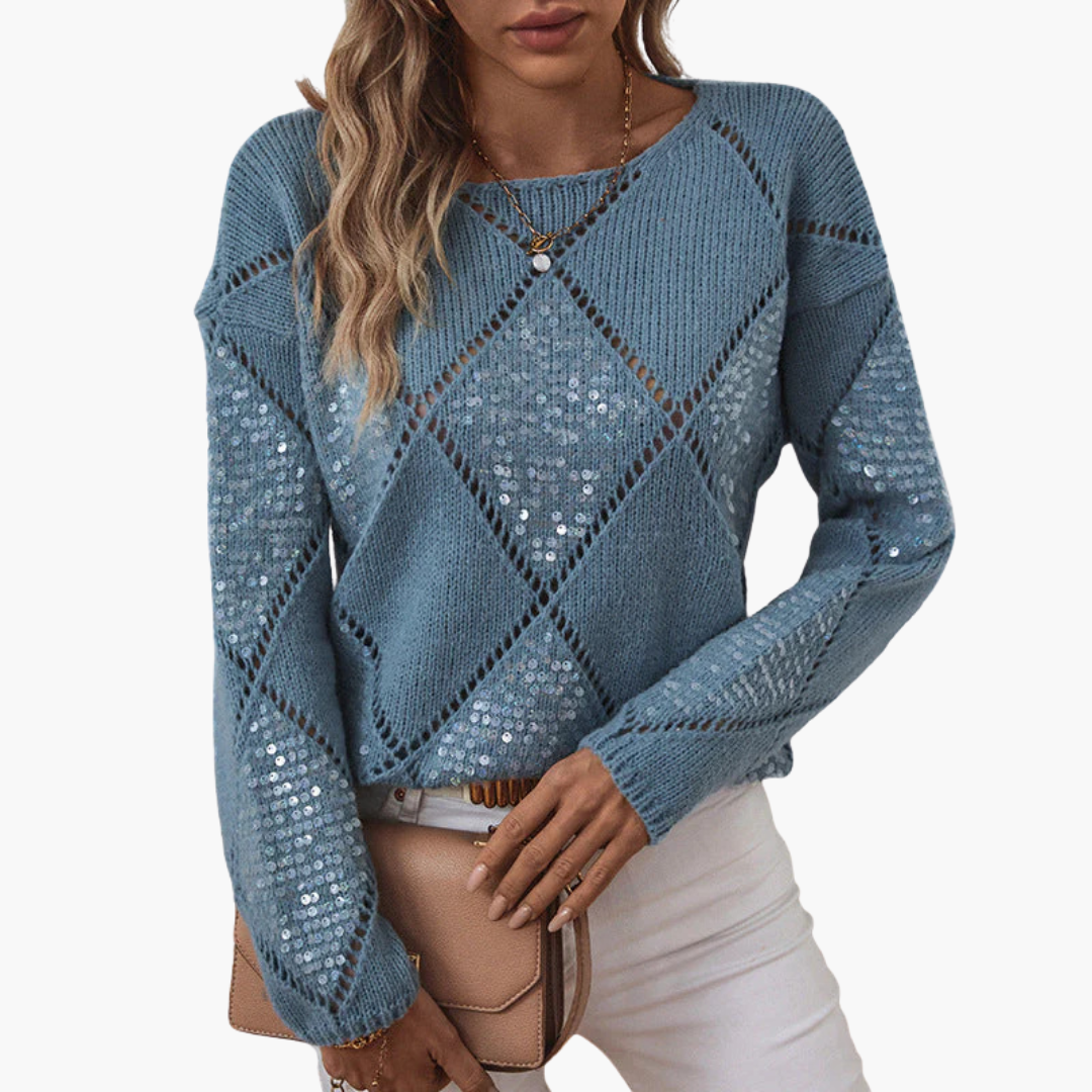 Pull pour femme avec motif tricoté et détails en strass