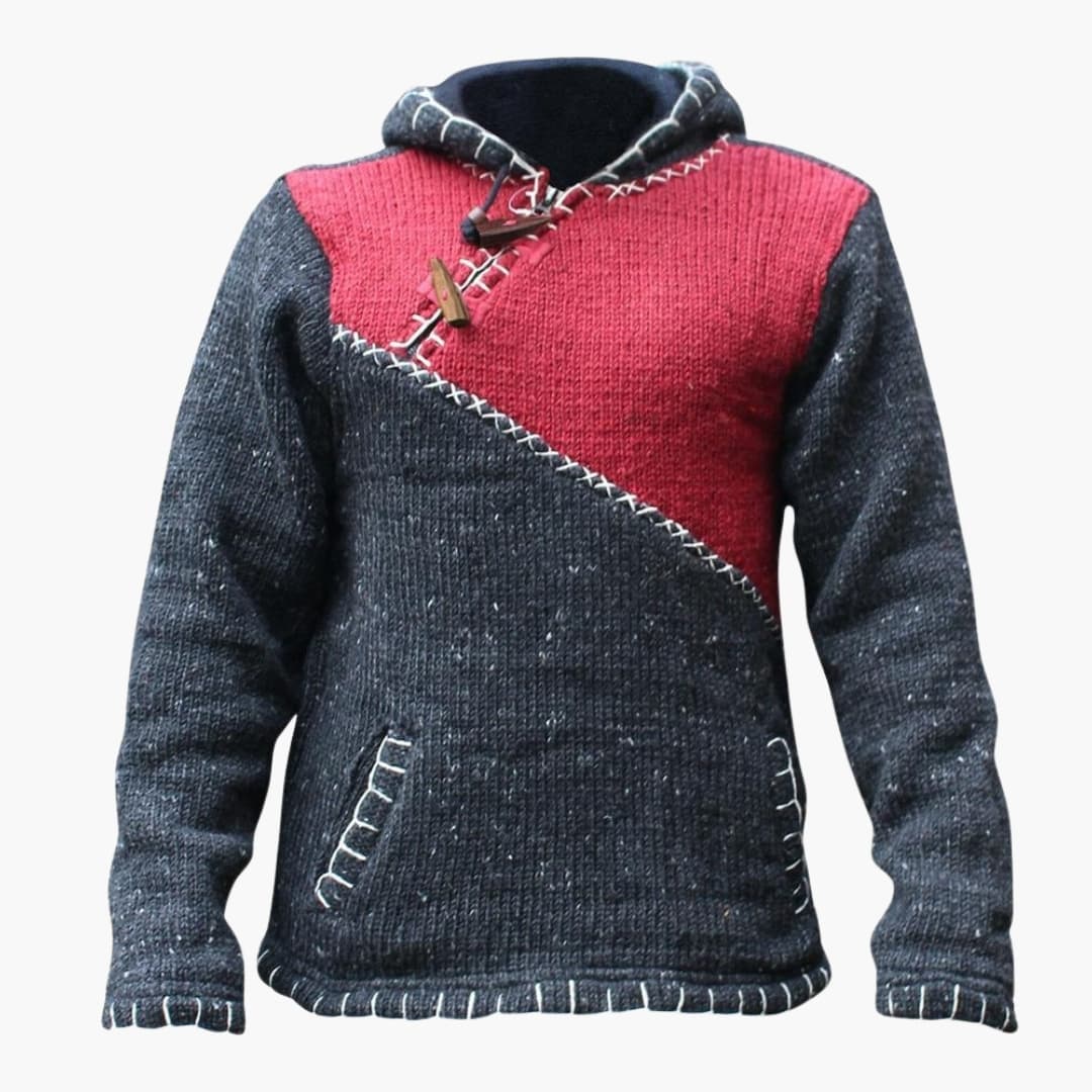 Pull à capuche bicolore pour homme avec poche avant