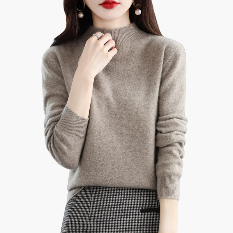 Pull à col montant à manches longues pour femme