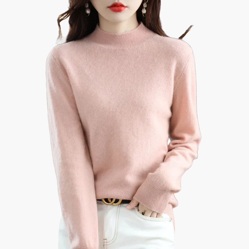 Pull à col montant à manches longues pour femme