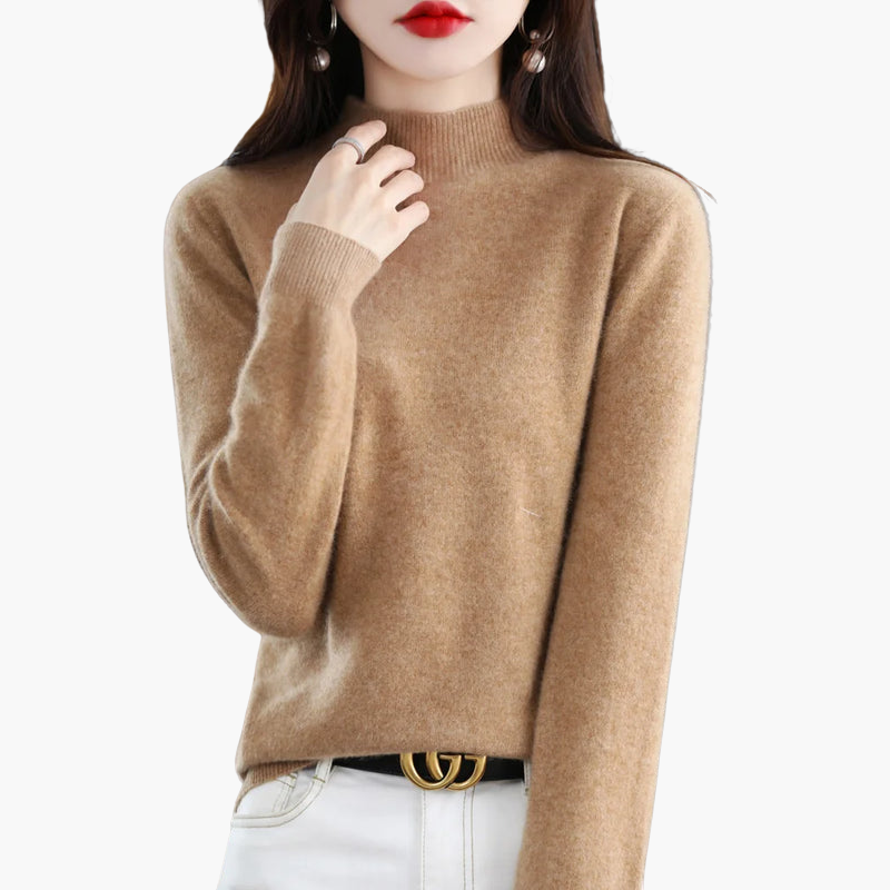 Pull à col montant à manches longues pour femme