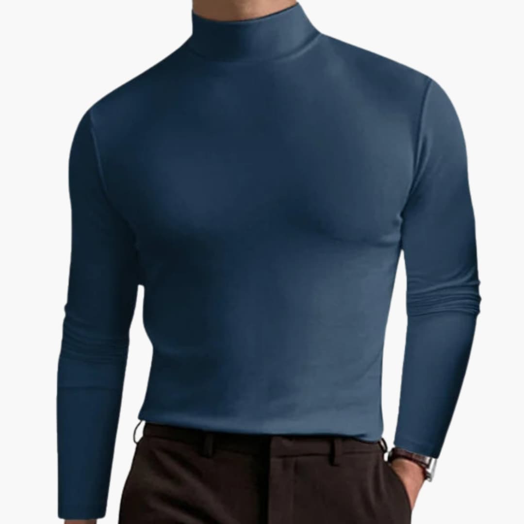Pull à col roulé homme coupe ajustée en maille extensible