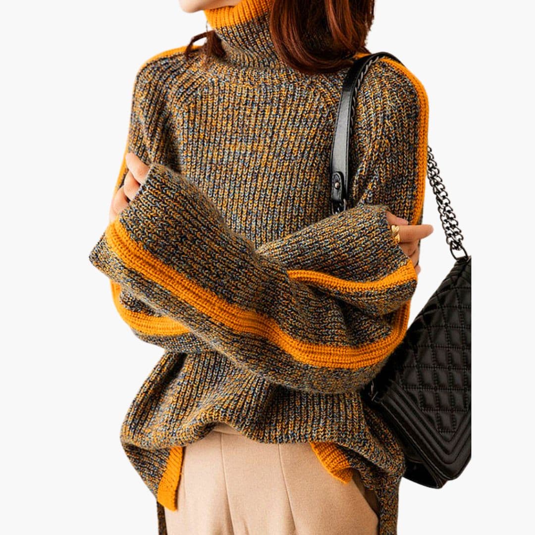 Suéter de cuello alto para mujer con mangas largas