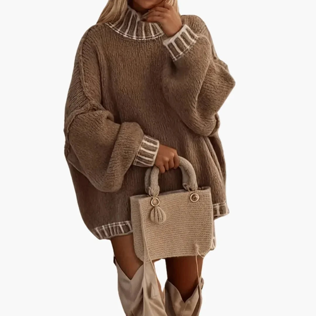 Pull col roulé femme avec col côtelé