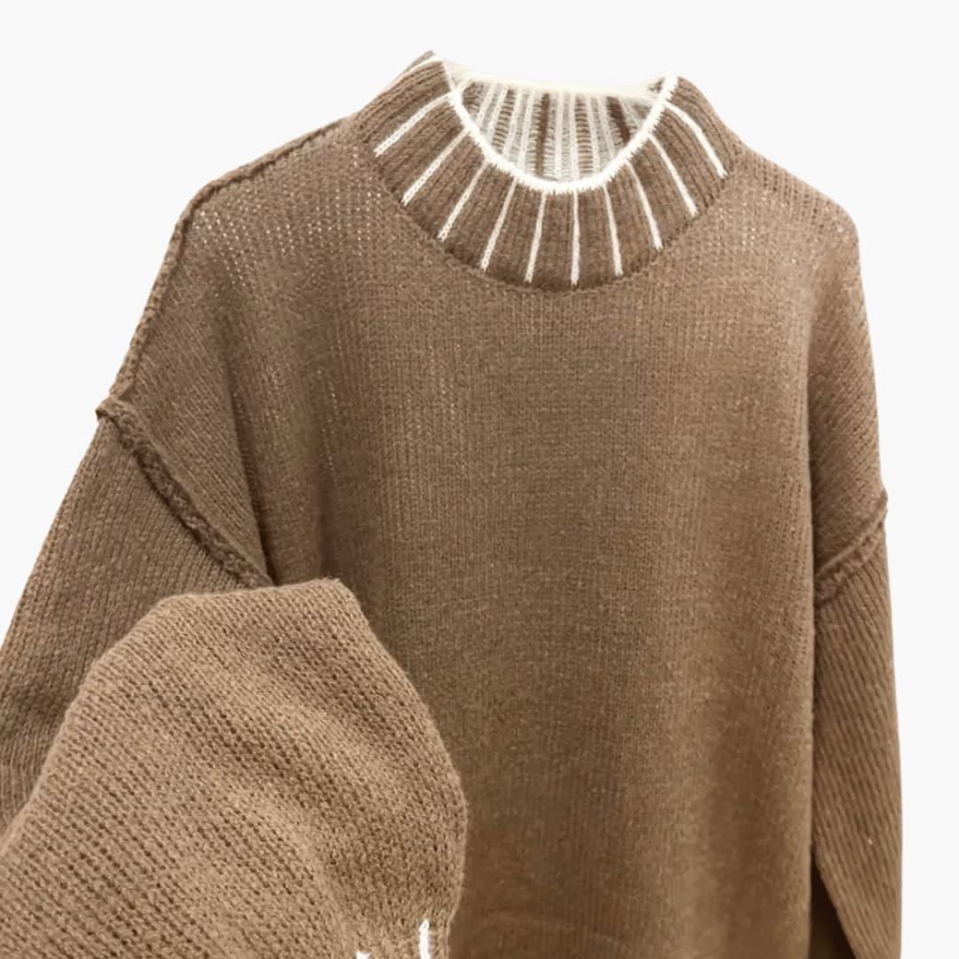 Pull col roulé femme avec col côtelé