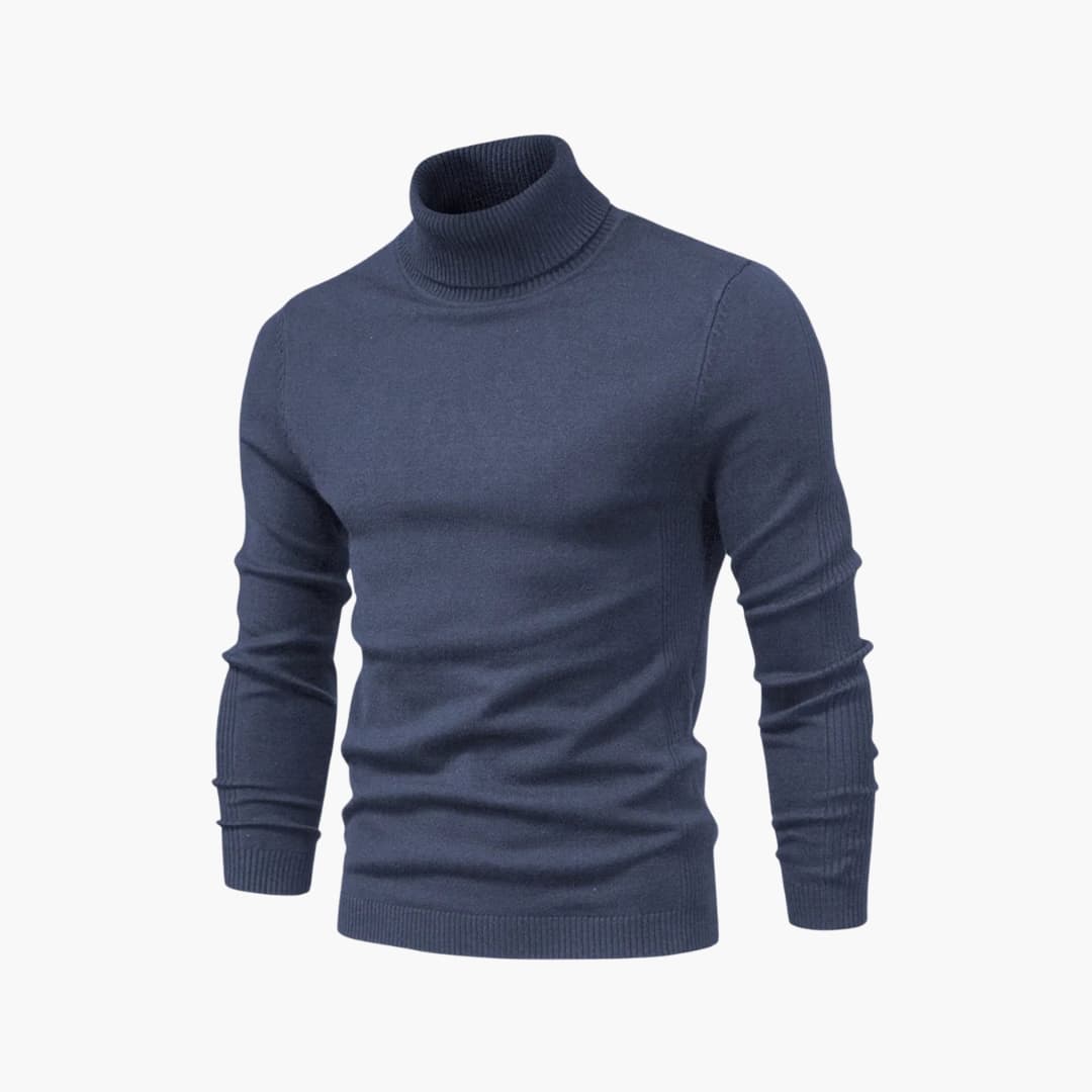 Pull col roulé homme avec coupe droite et surface tricotée