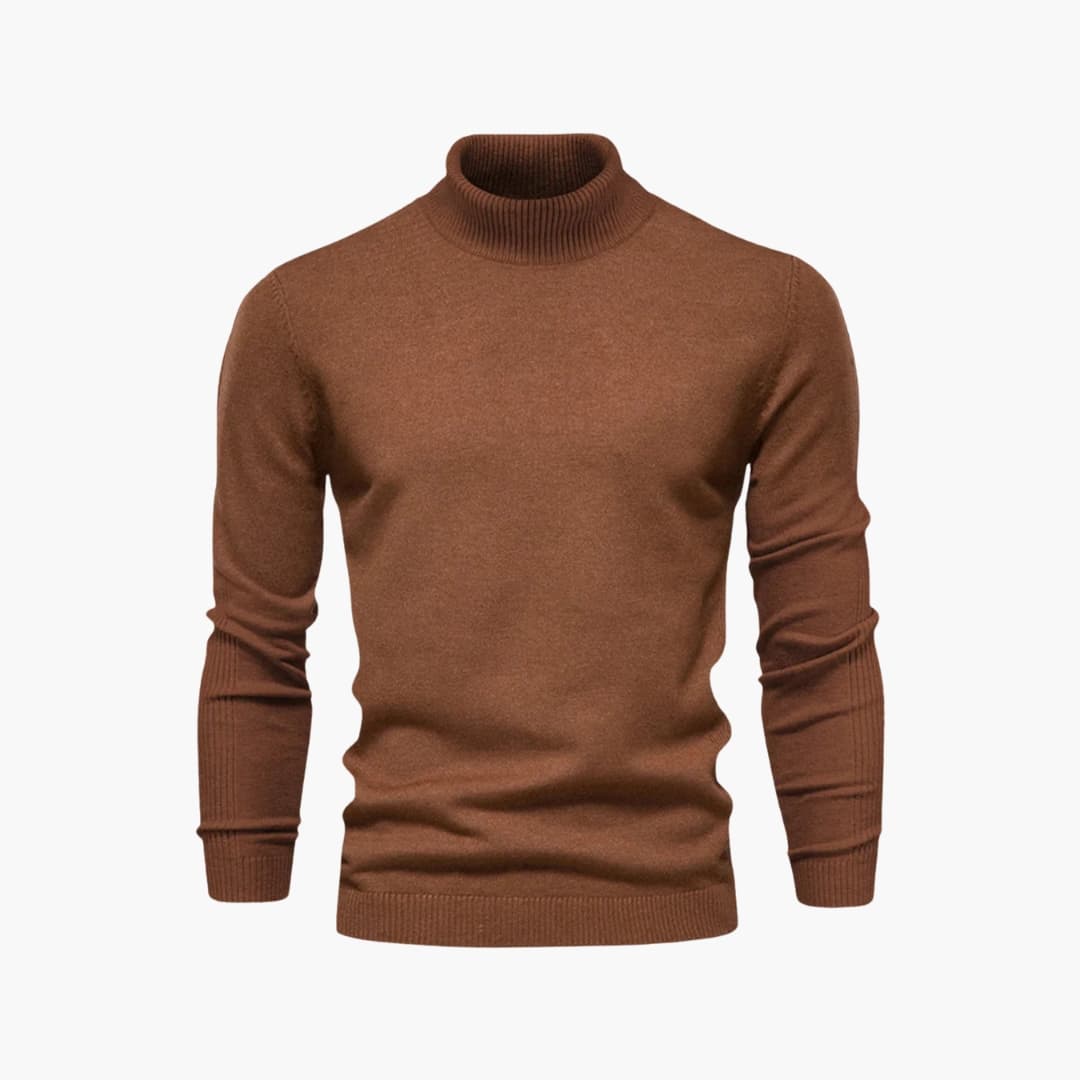 Pull col roulé homme avec coupe droite et surface tricotée