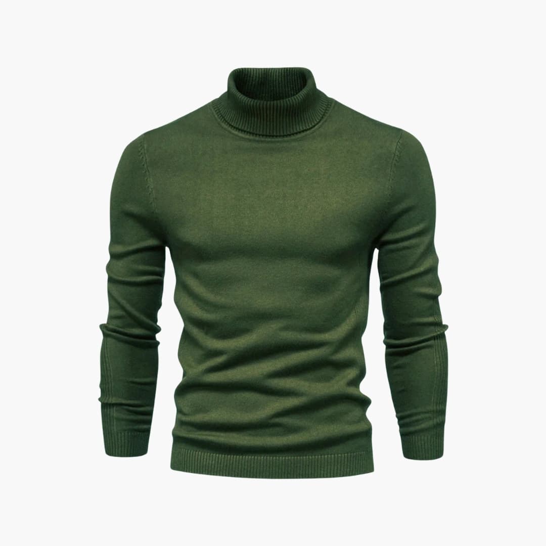 Pull col roulé homme avec coupe droite et surface tricotée