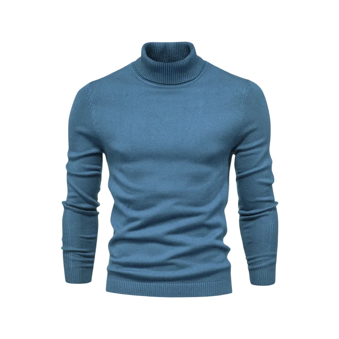 Pull col roulé homme avec coupe droite et surface tricotée