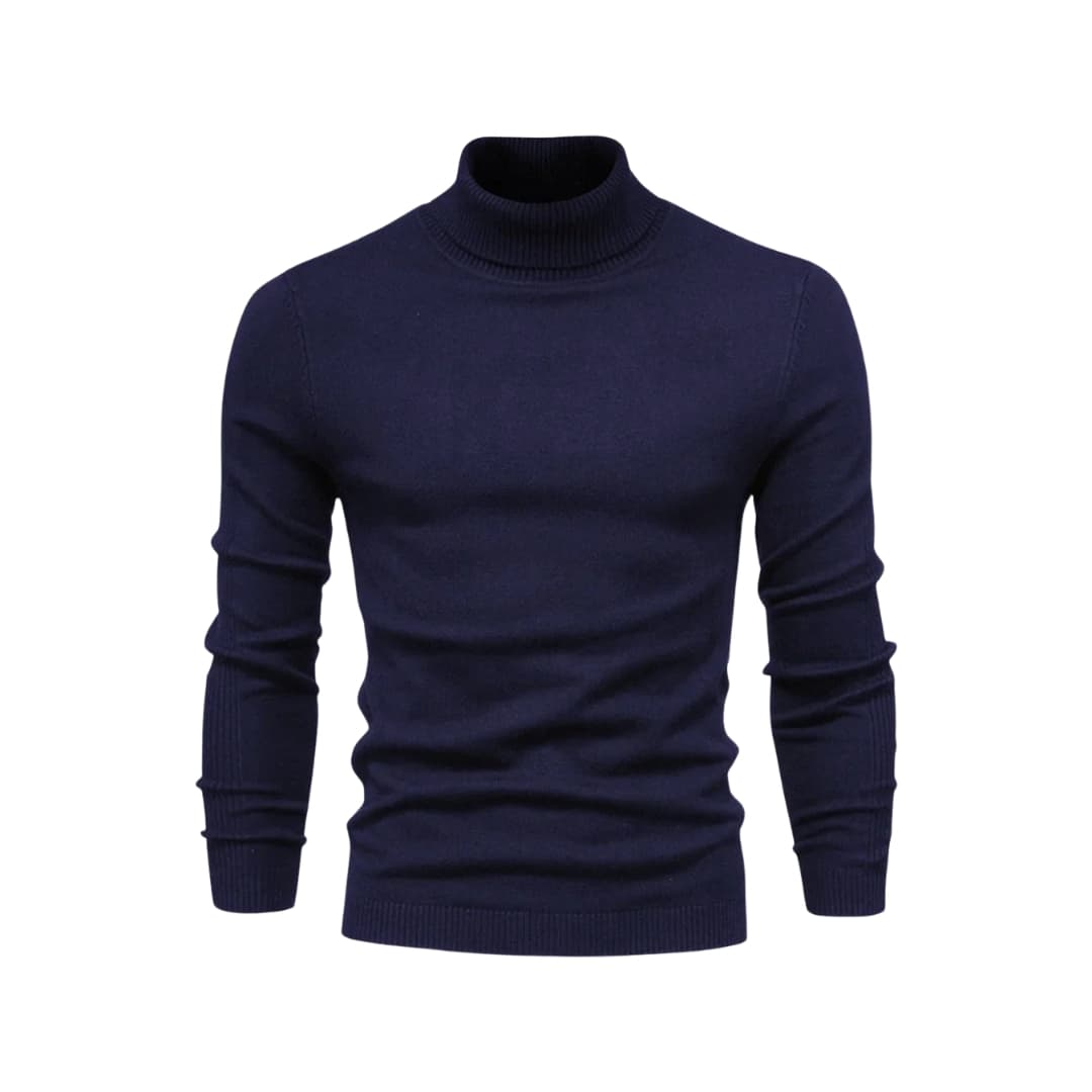 Pull col roulé homme avec coupe droite et surface tricotée