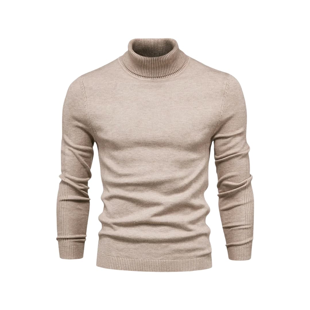 Pull col roulé homme avec coupe droite et surface tricotée