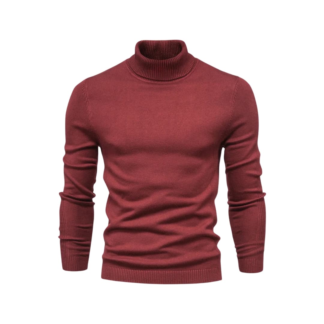 Pull col roulé homme avec coupe droite et surface tricotée