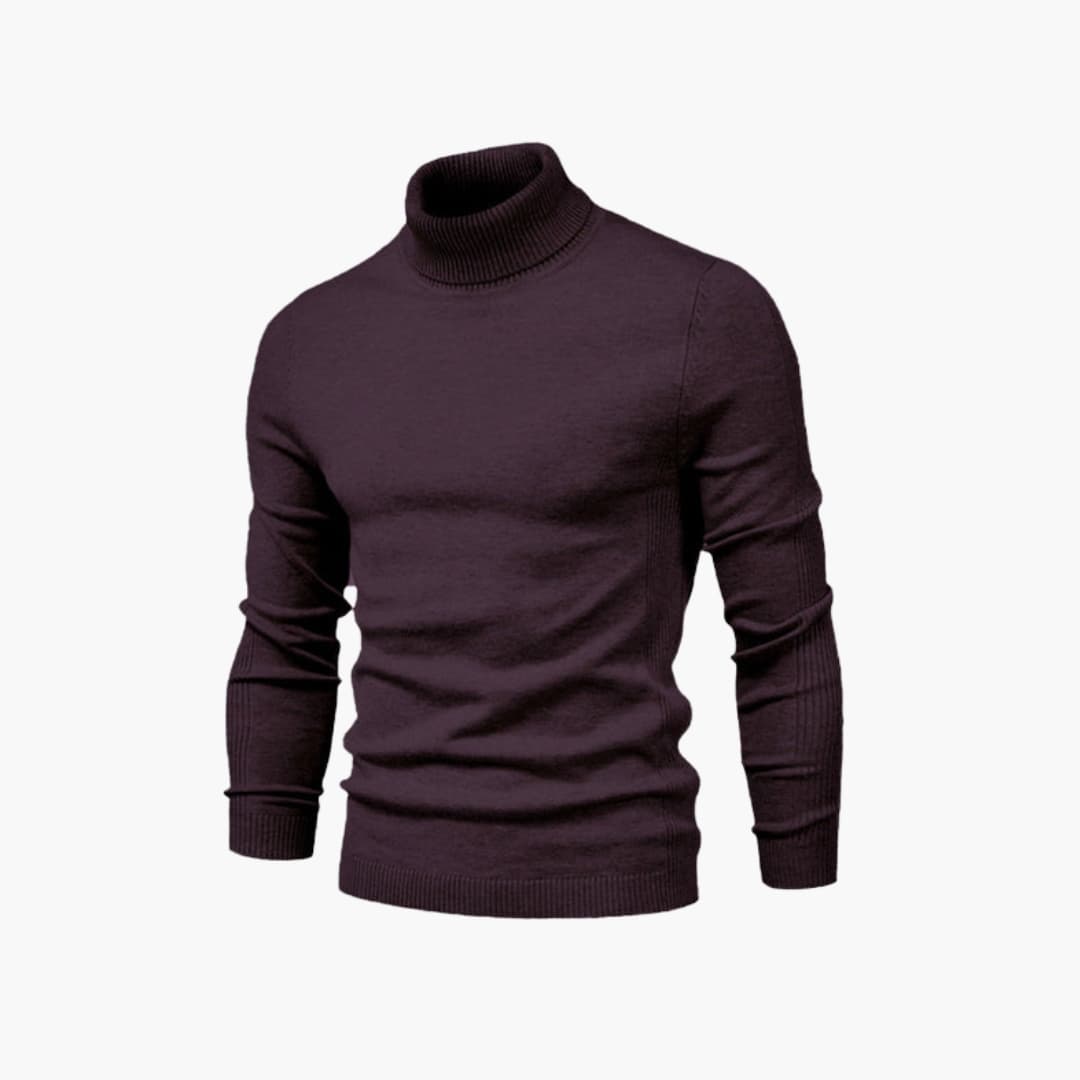 Pull col roulé homme avec manches longues et ourlet côtelé