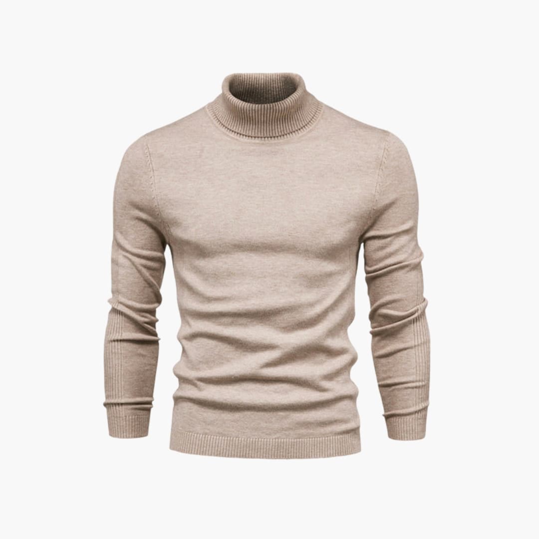 Pull col roulé homme avec manches longues et ourlet côtelé