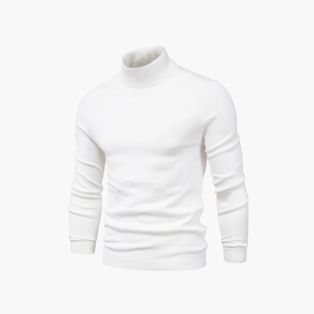 Pull col roulé homme avec manches longues et ourlet côtelé