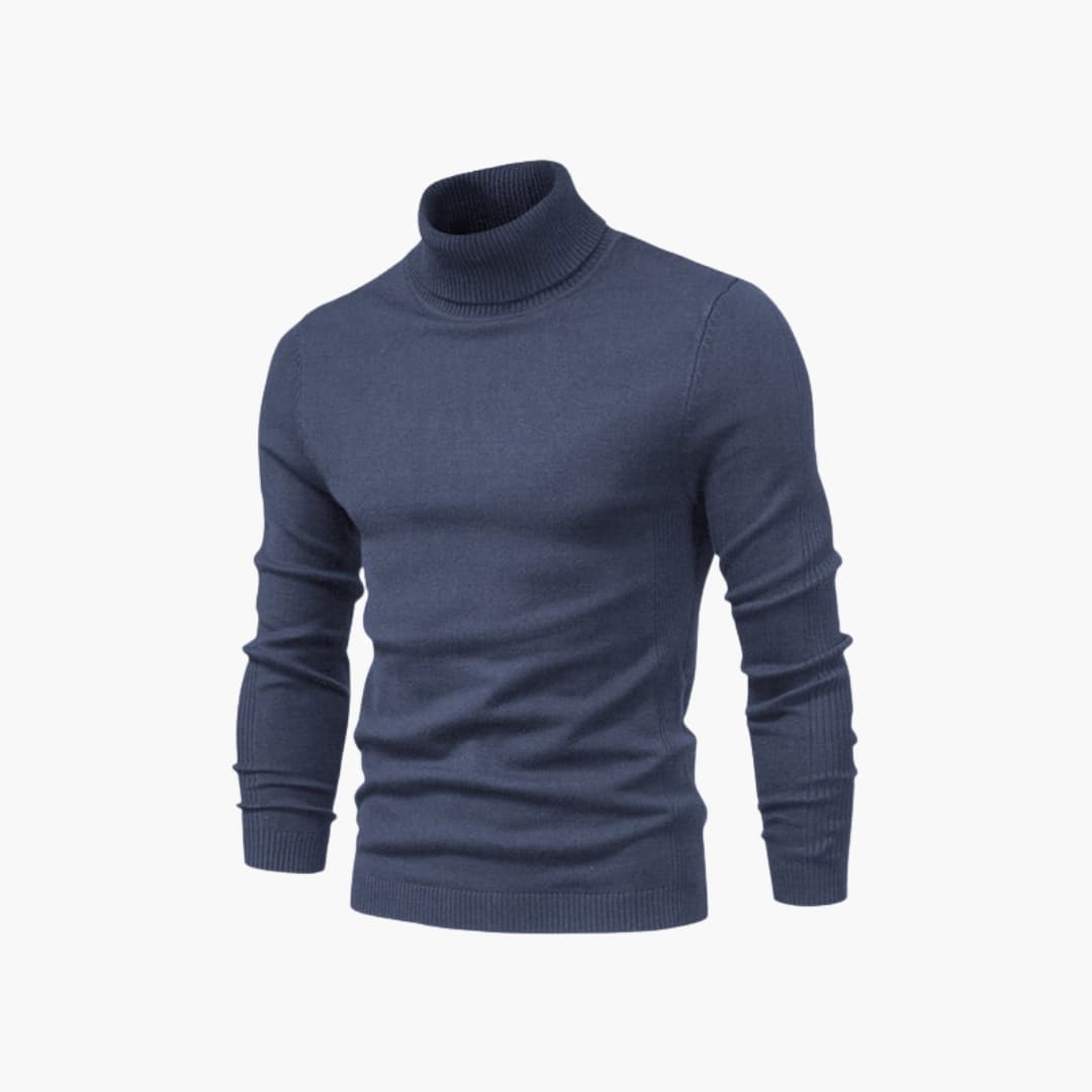Pull col roulé homme avec manches longues et ourlet côtelé