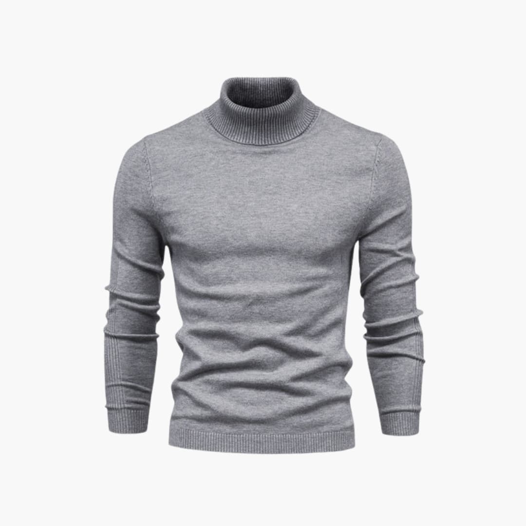 Pull col roulé homme avec manches longues et ourlet côtelé