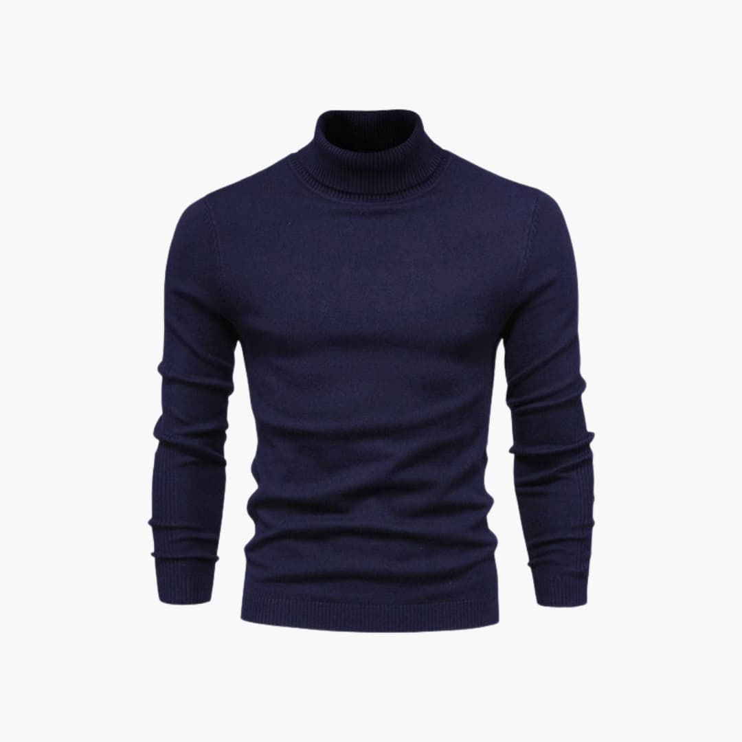 Pull col roulé homme avec manches longues et ourlet côtelé