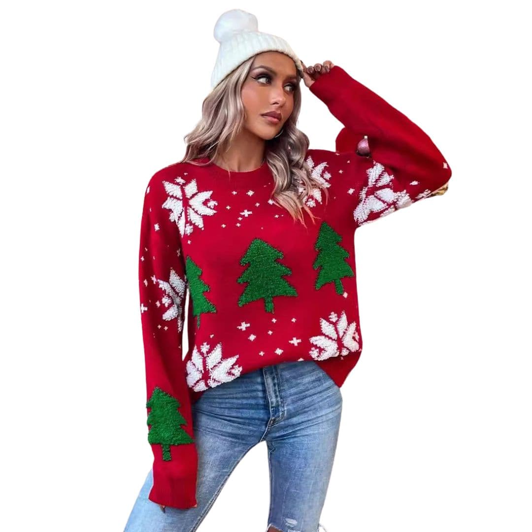 Pull de Noël Femme avec Col Rond