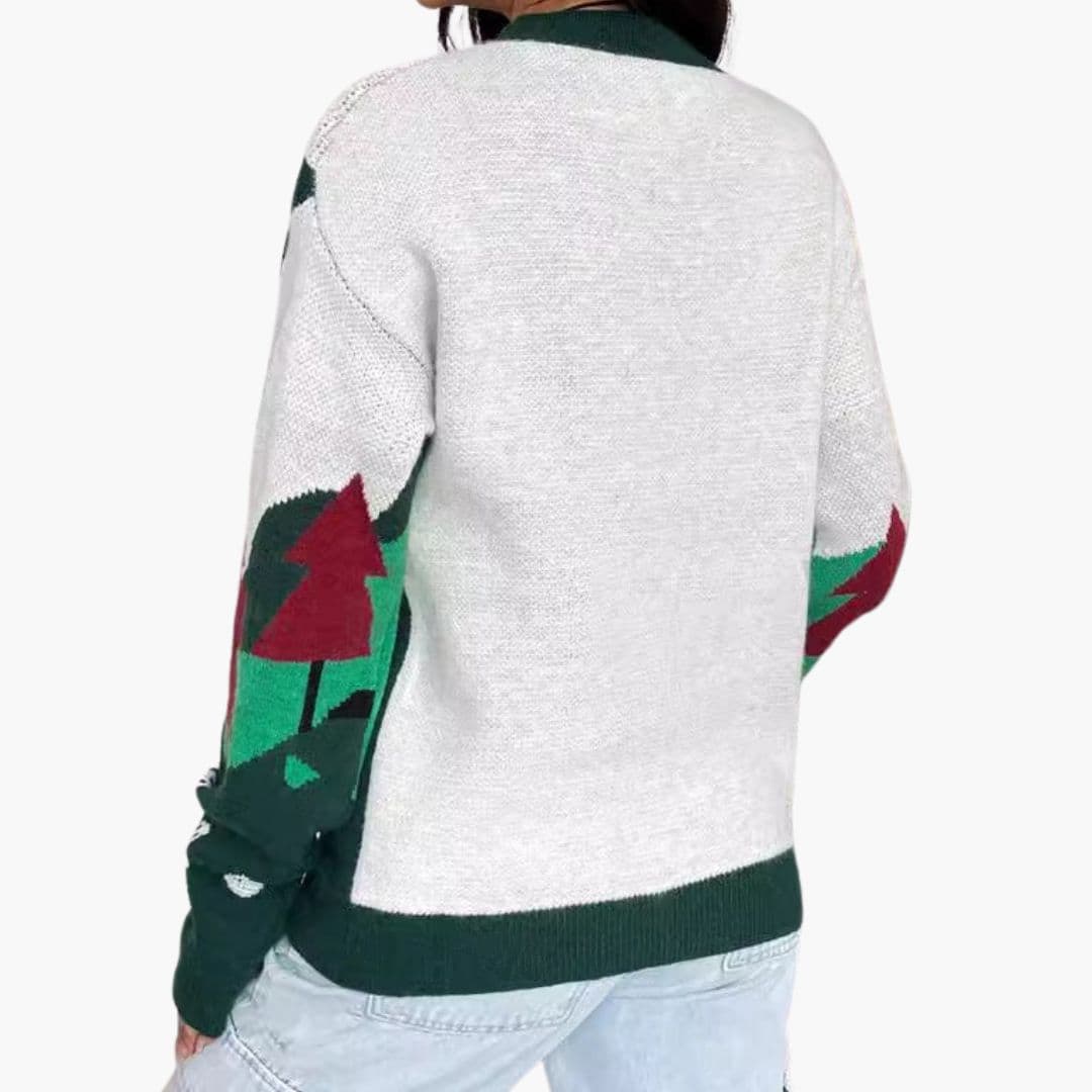 Pull de Noël Femme avec Finitions Côtelées