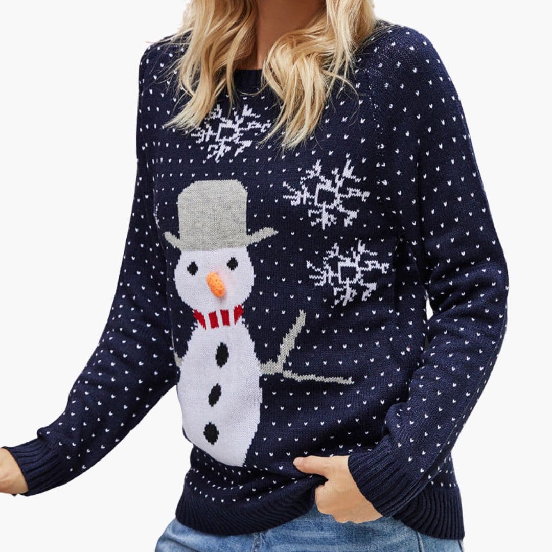 Pull de Noël Femme avec Motif Bonhomme de Neige