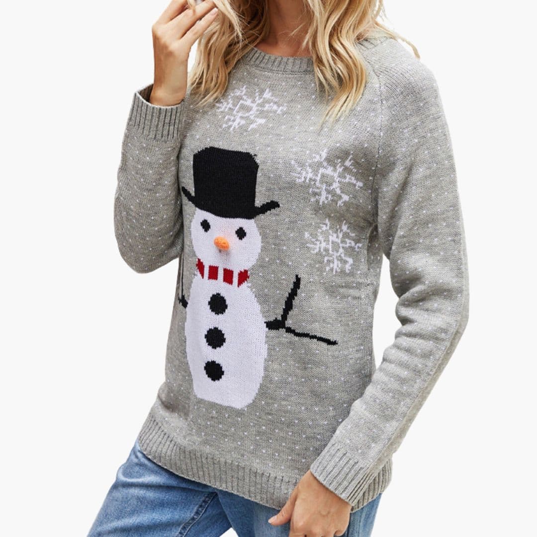 Pull de Noël Femme avec Motif Bonhomme de Neige