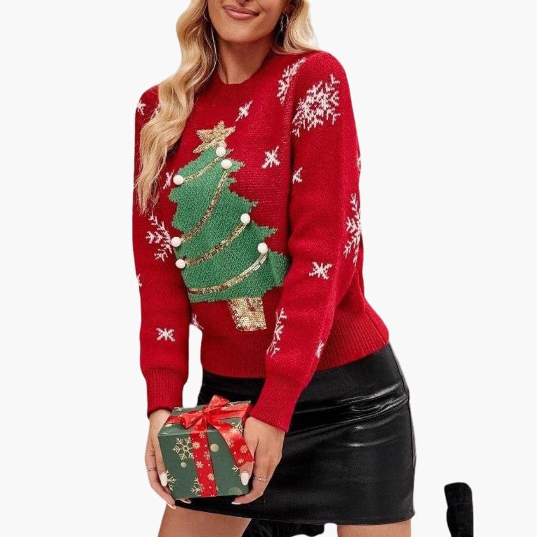 Pull de Noël Femme avec Motif Sapin