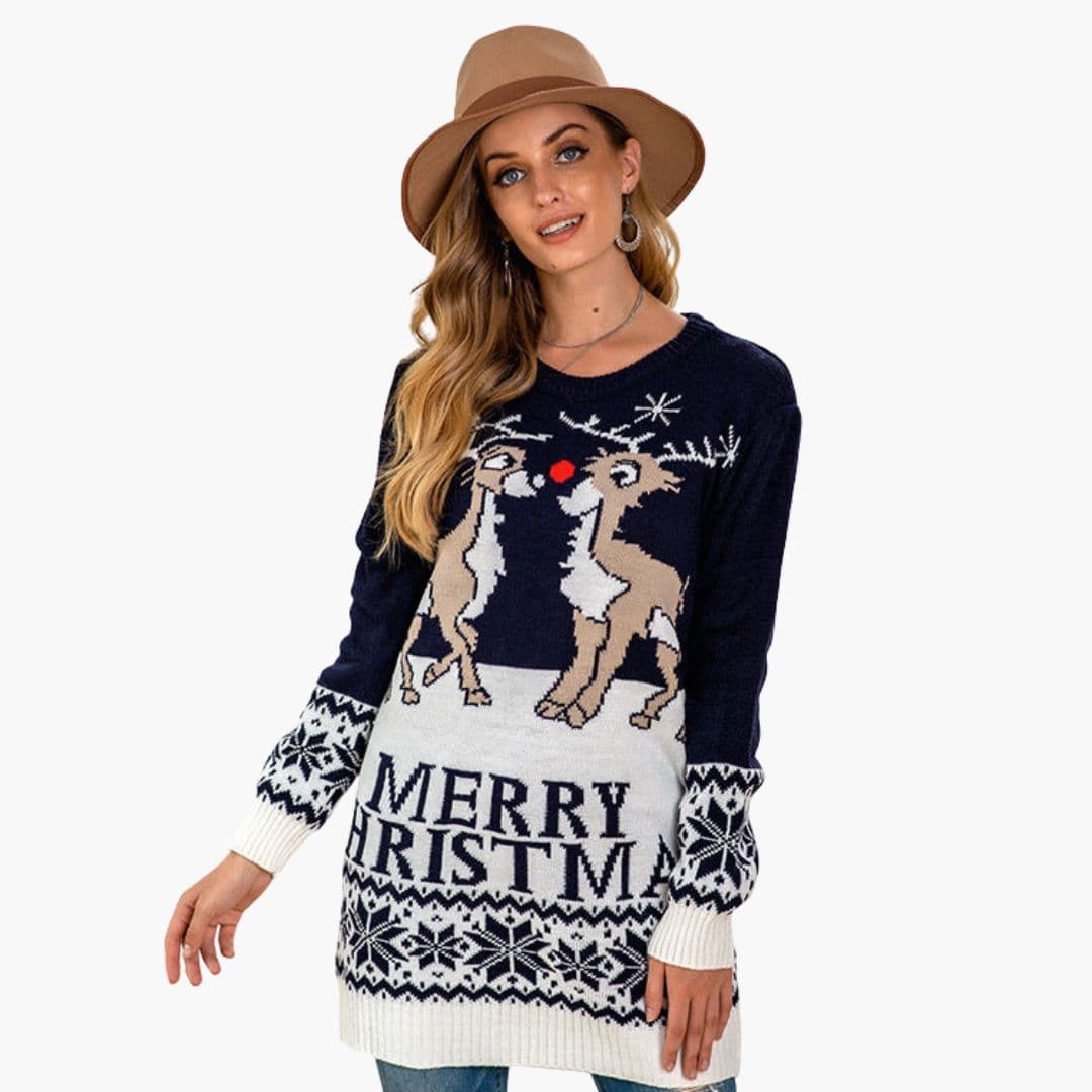 Pull de Noël Femme avec Poignets Côtelés