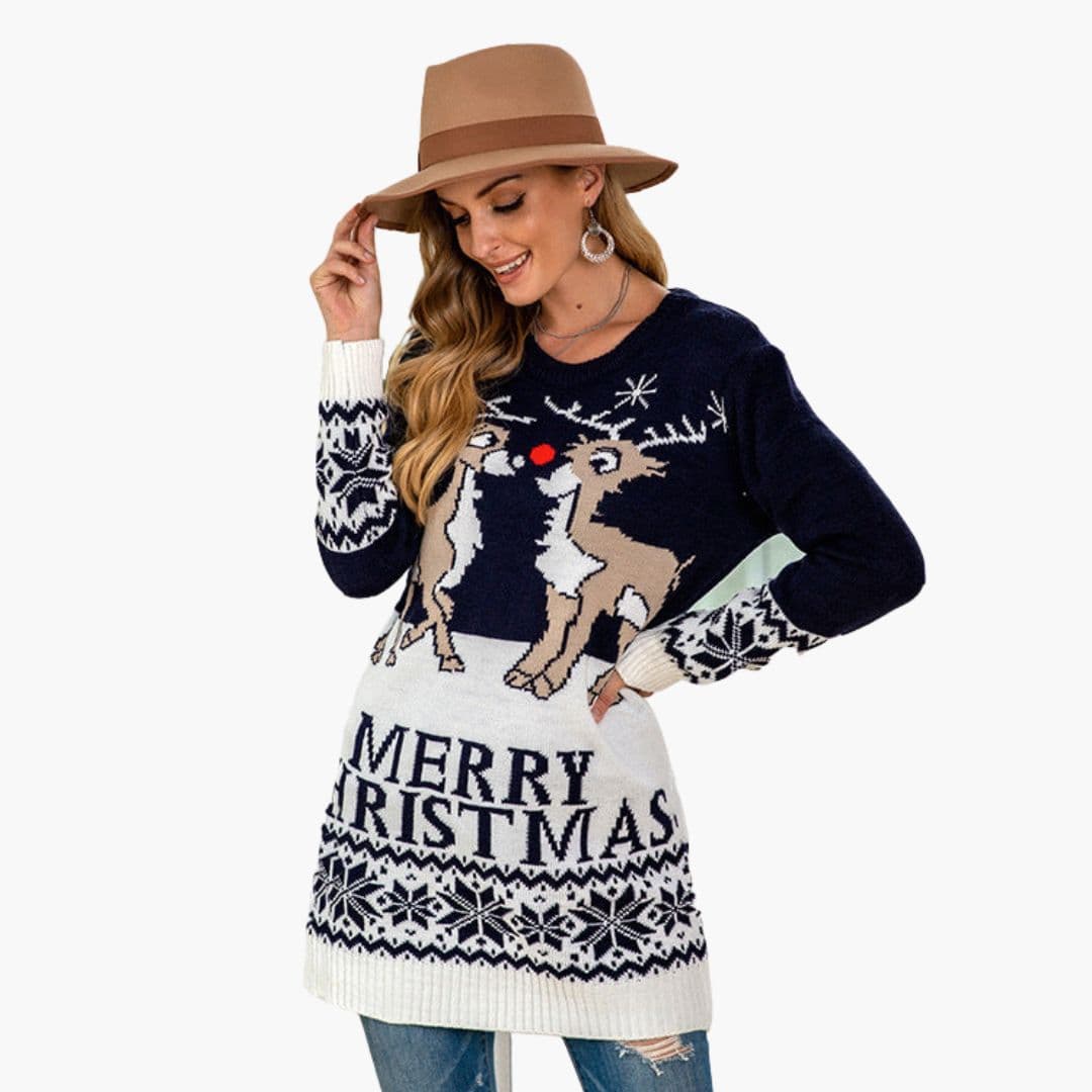 Pull de Noël Femme avec Poignets Côtelés