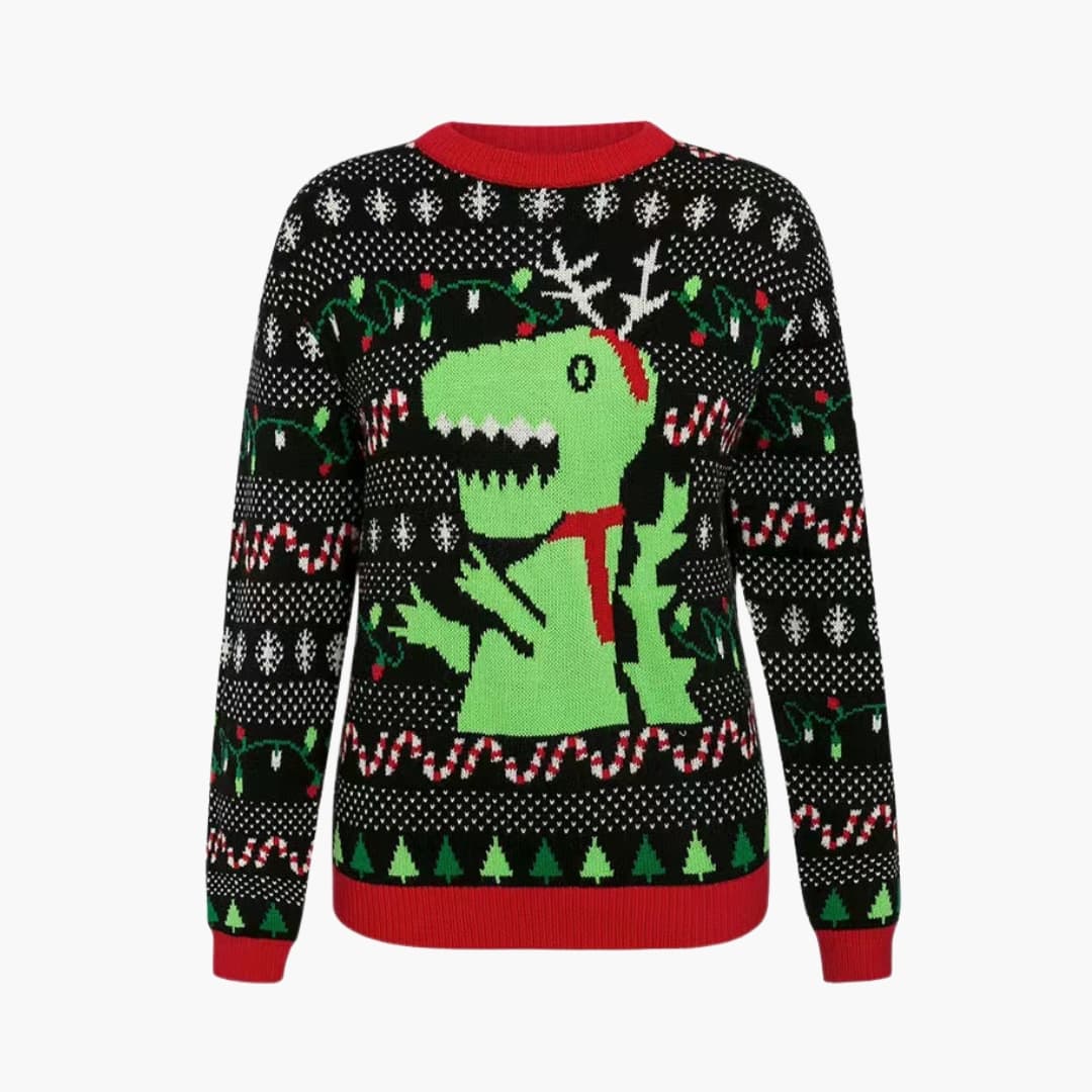 Pull de Noël Femme en Maille avec Poignets Côtelés