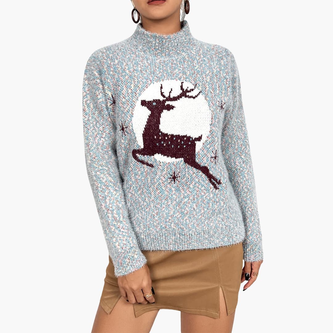 Pull de Noël femme à col montant