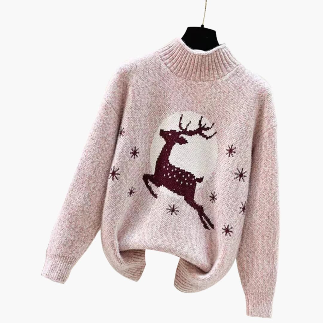 Pull de Noël femme à col montant