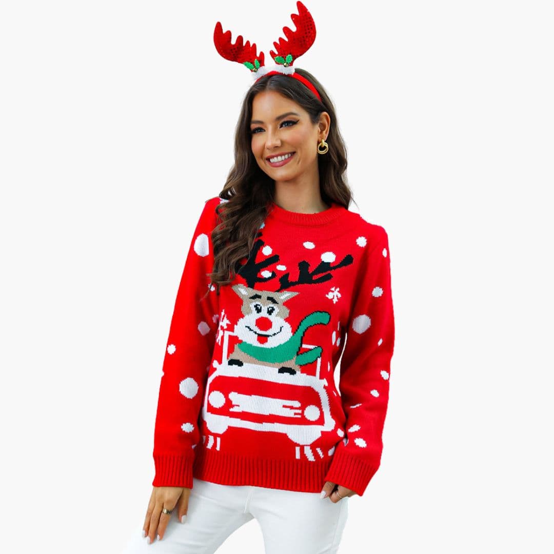 Pull de Noël pour femme avec motif renne