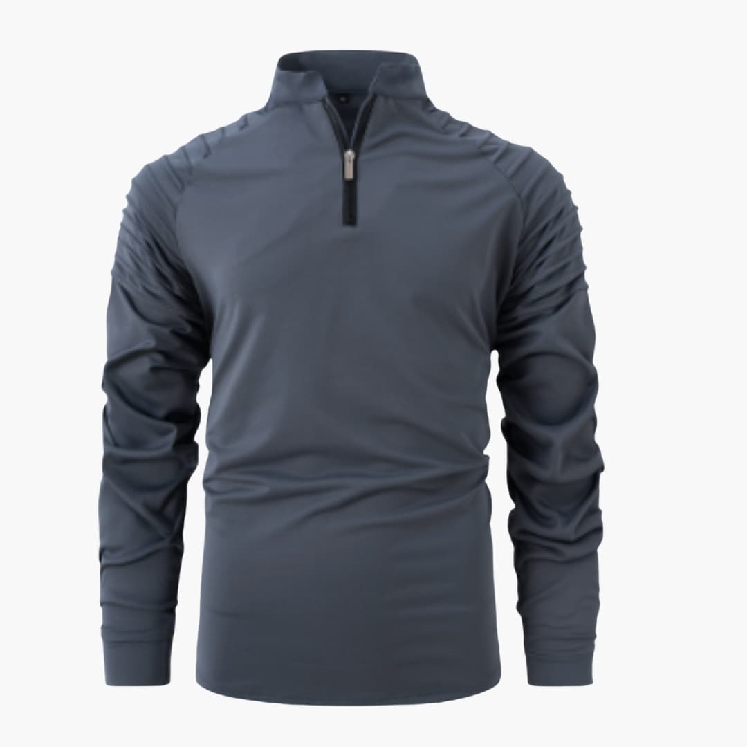 Pull demi zip pour homme à manches longues avec col montant