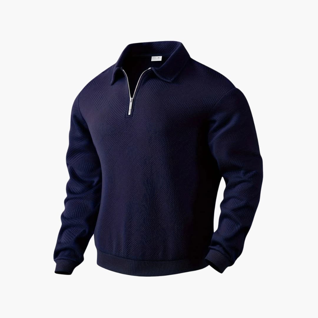 Pull demi zip pour homme avec col à revers et maille texturée