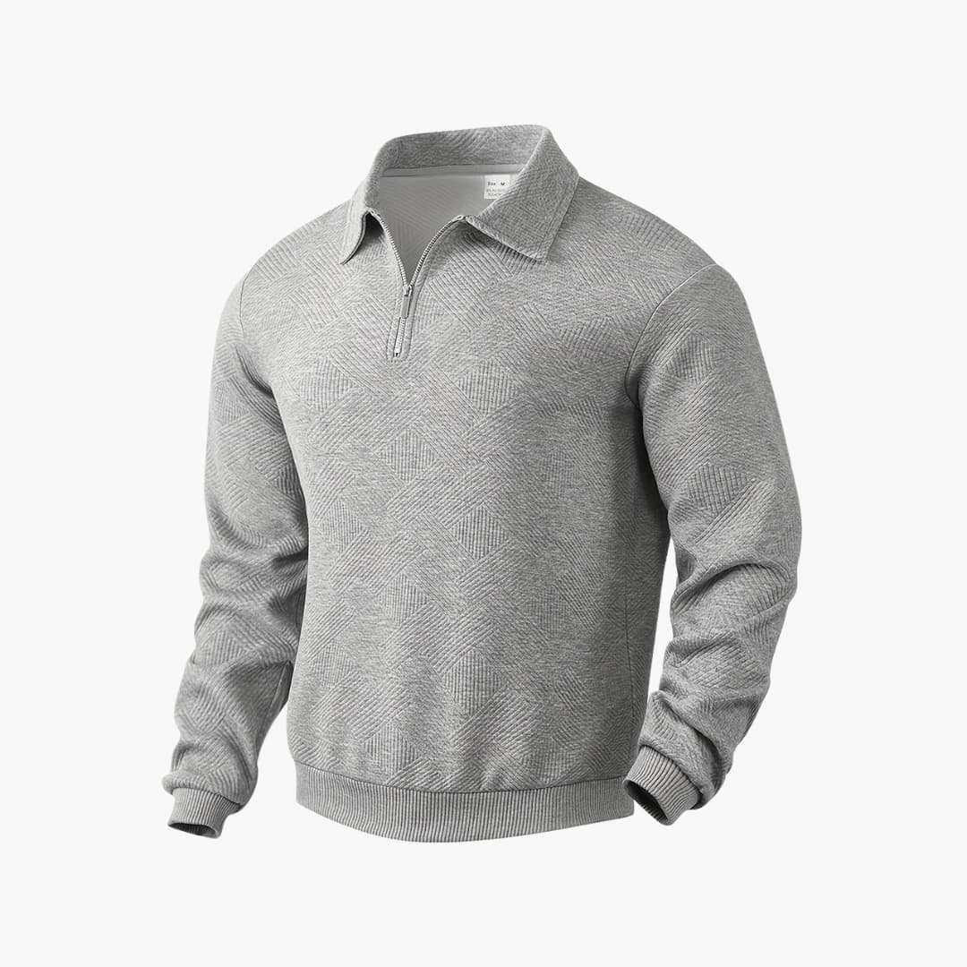 Pull demi zip pour homme avec col à revers et maille texturée