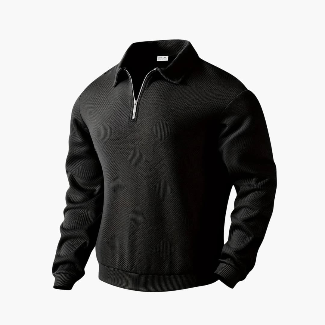 Pull demi zip pour homme avec col à revers et maille texturée