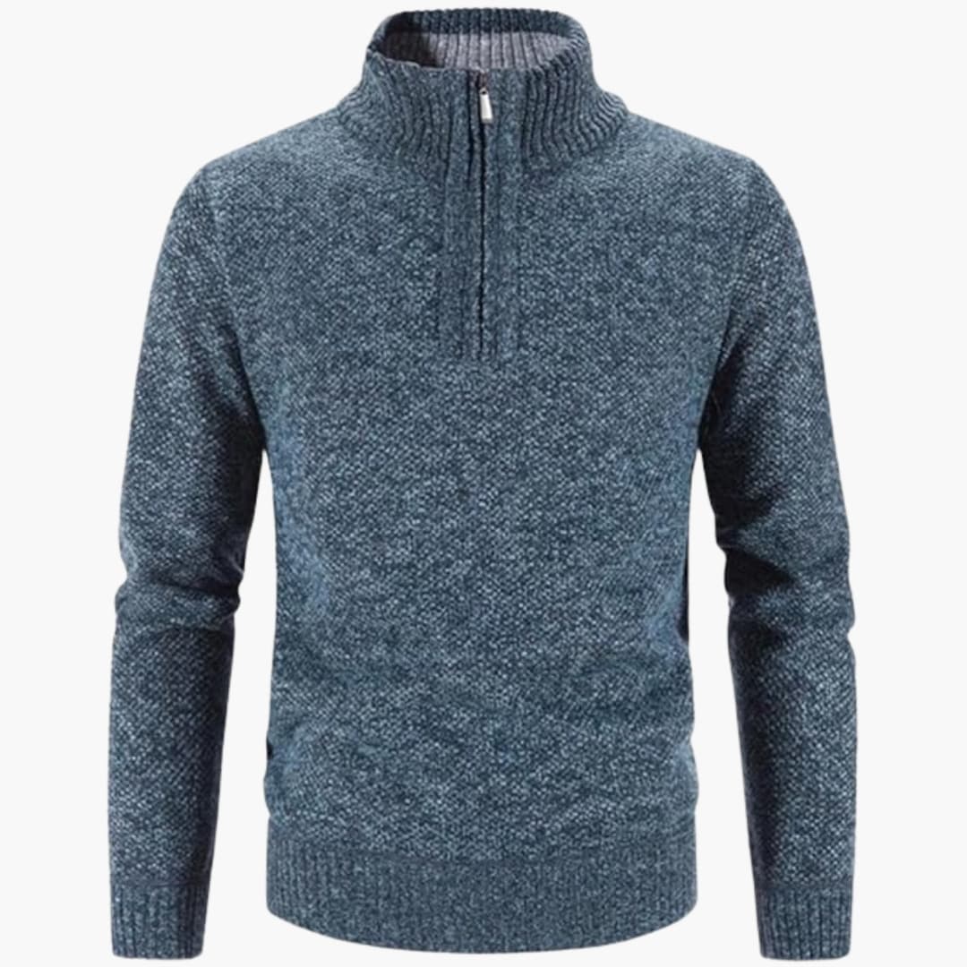 Pull demi zip pour homme avec col côtelé et maille texturée