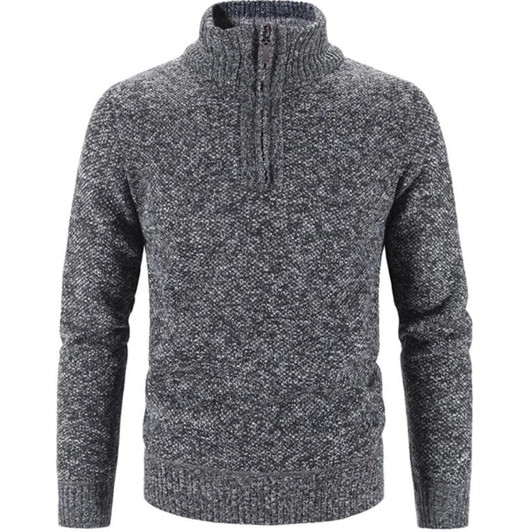 Pull demi zip pour homme avec col côtelé et maille texturée