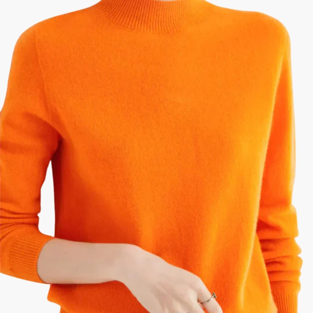 Pull de caxemira de luxo para mulher com superfície tricotada suave