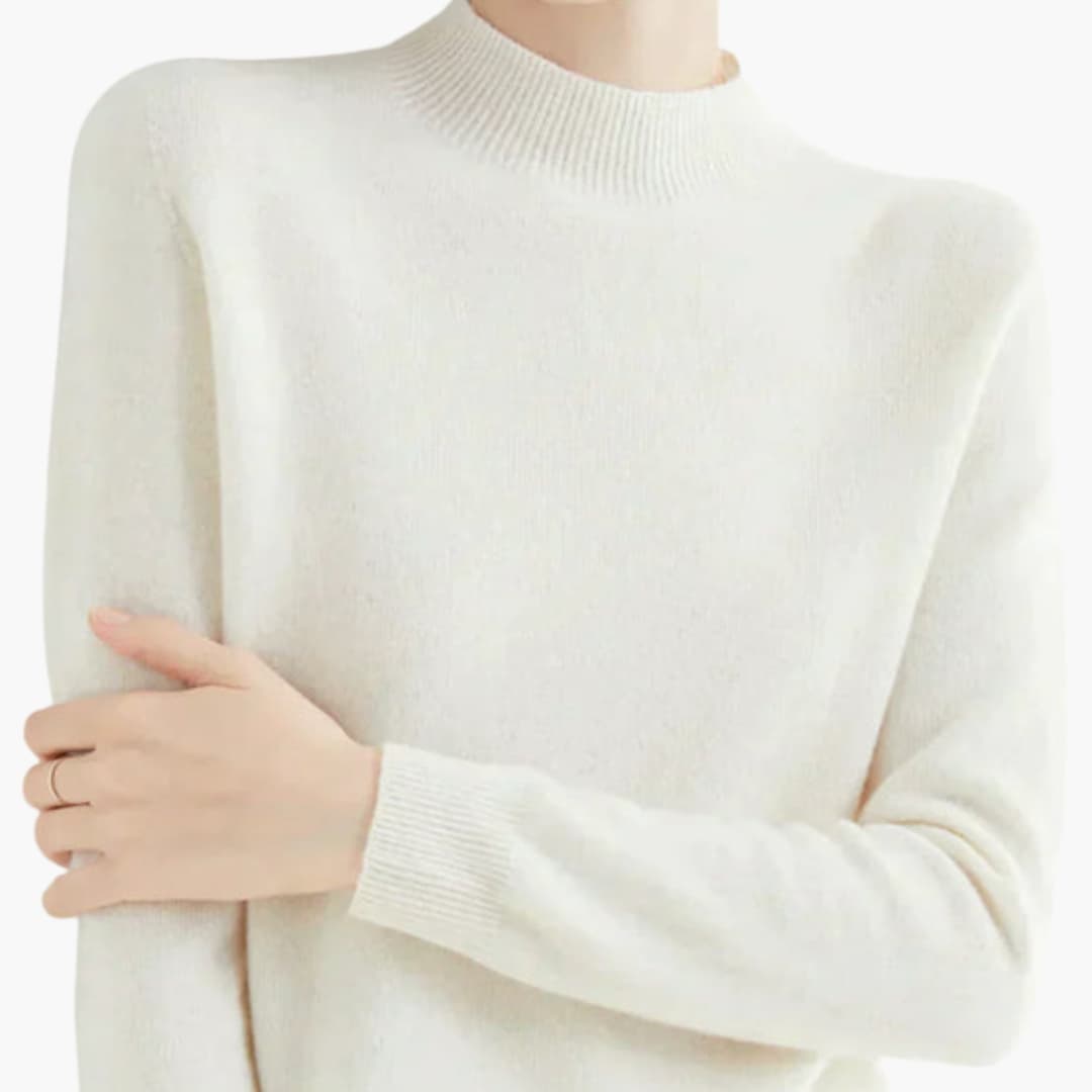 Pull de caxemira de luxo para mulher com superfície tricotada suave