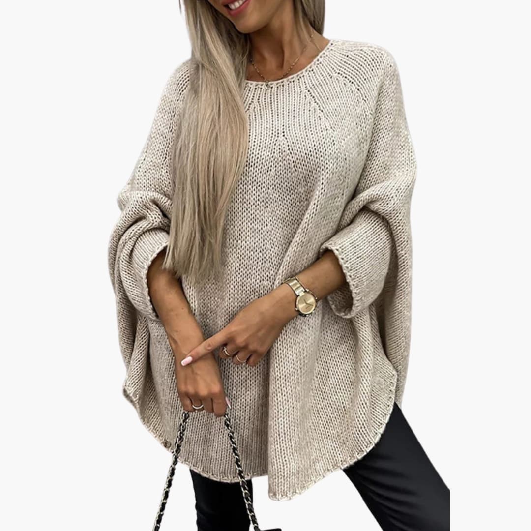 Pull en maille ample pour femme à col rond