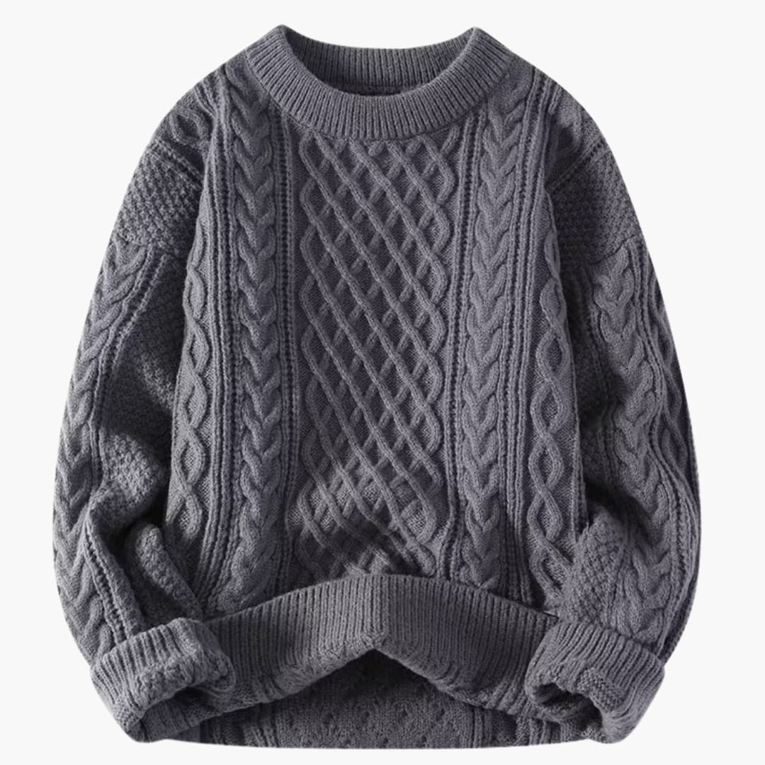 Damtröja med rund hals och flätmönster