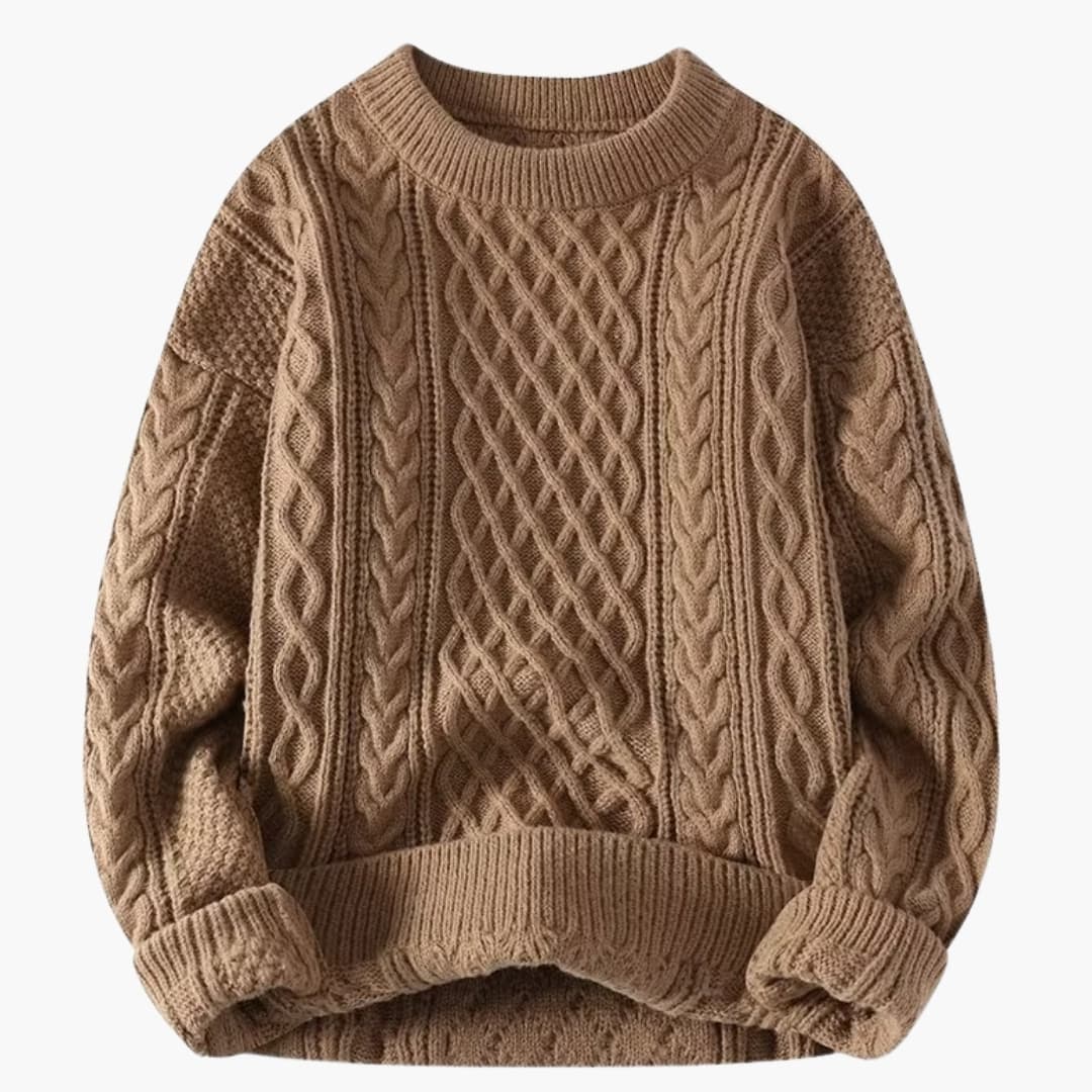 Damtröja med rund hals och flätmönster