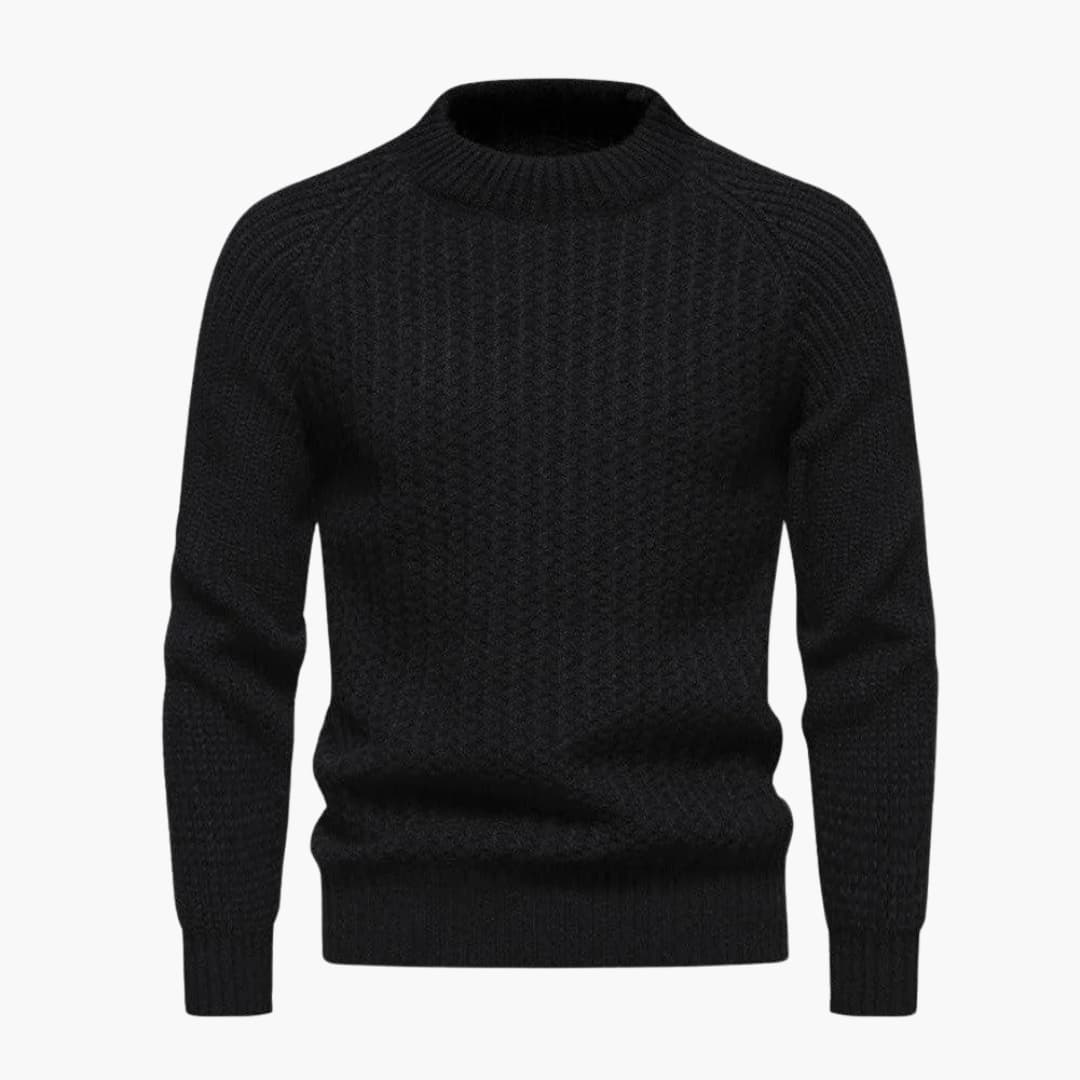 Pull en maille gaufrée pour homme à col rond