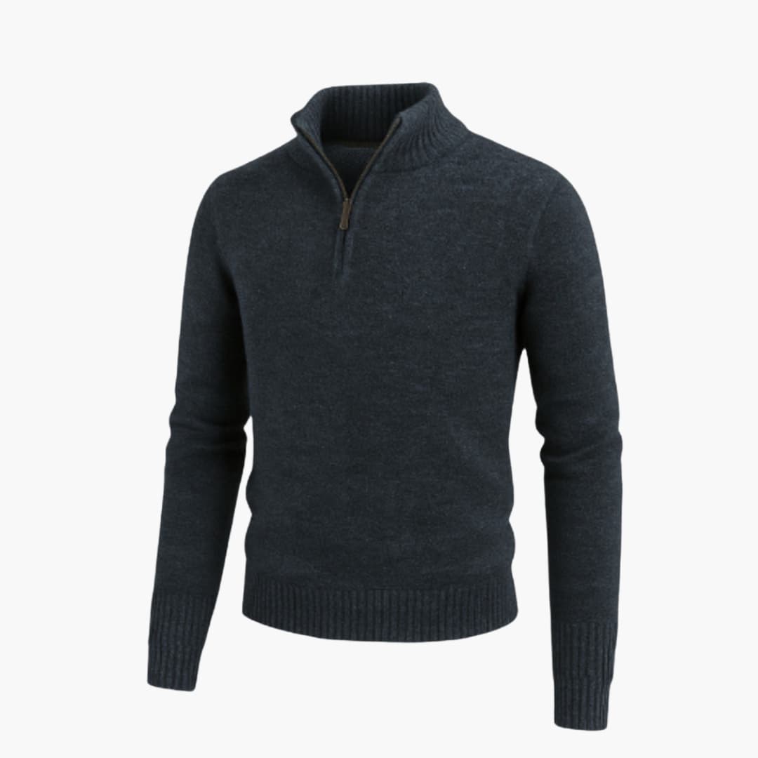 Pull en maille homme à demi-zip avec ourlet côtelé