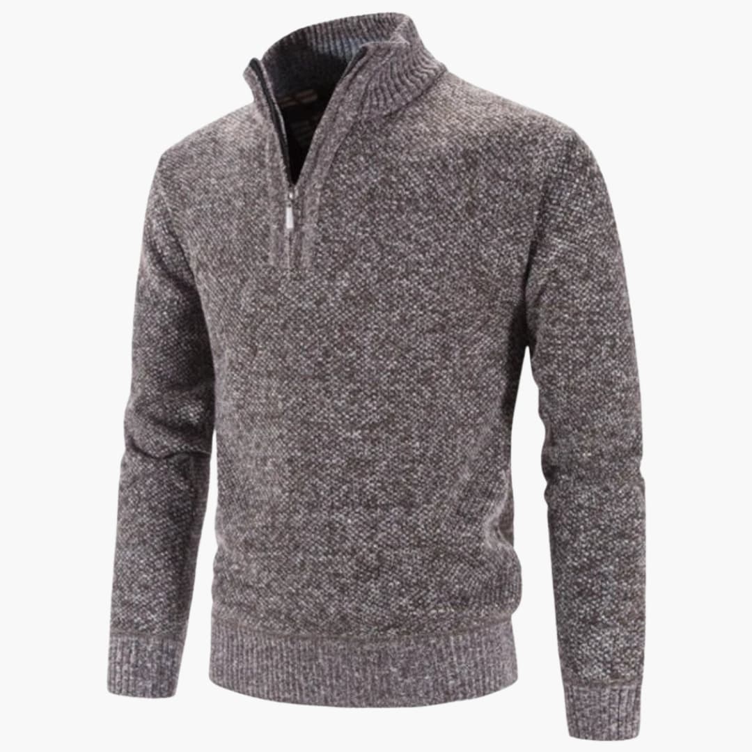 Pull en maille homme à demi-zip avec ourlet côtelé