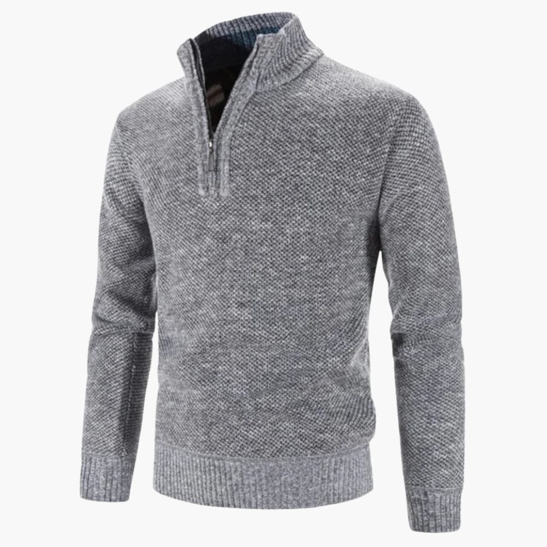 Pull en maille homme à demi-zip avec ourlet côtelé