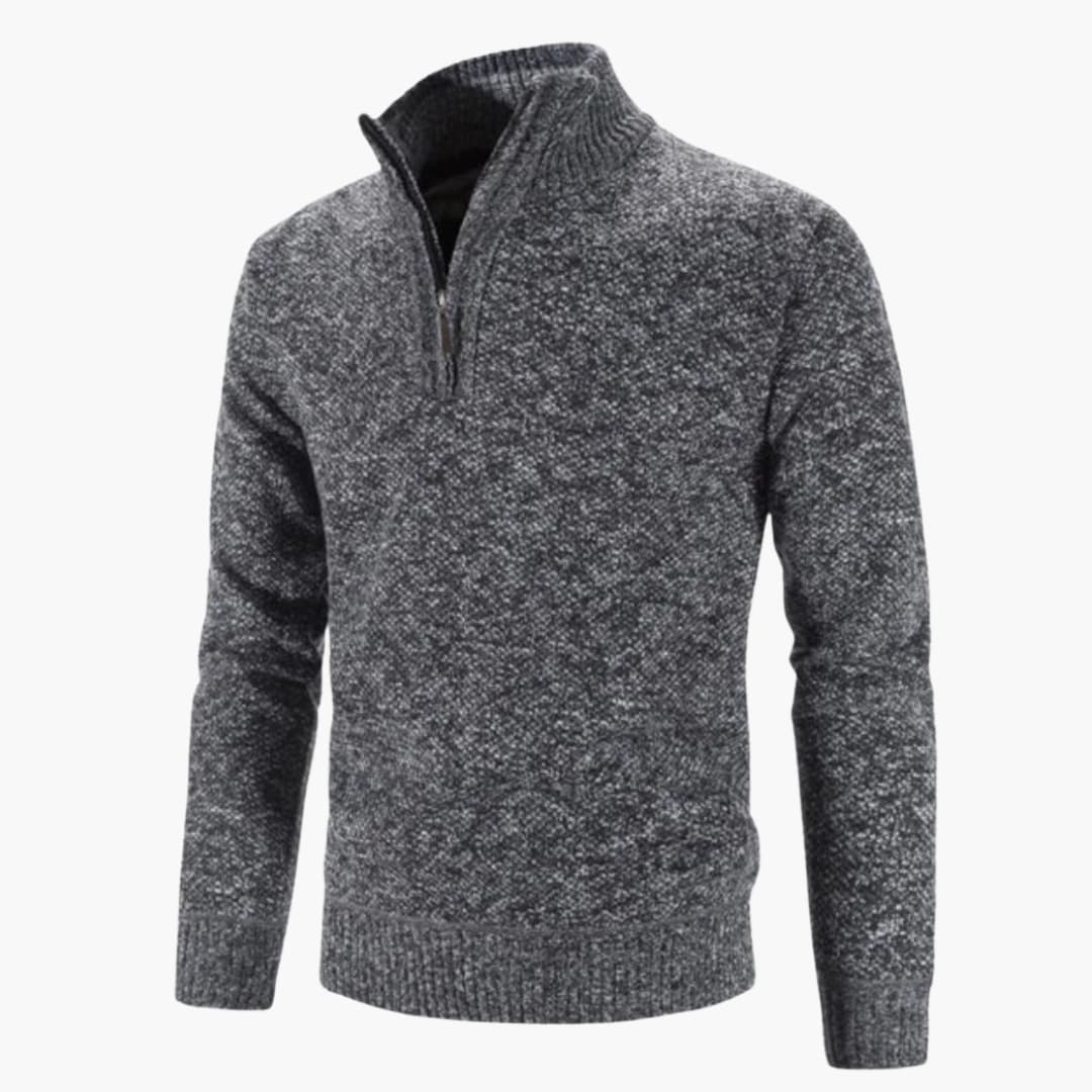 Pull en maille homme à demi-zip avec ourlet côtelé